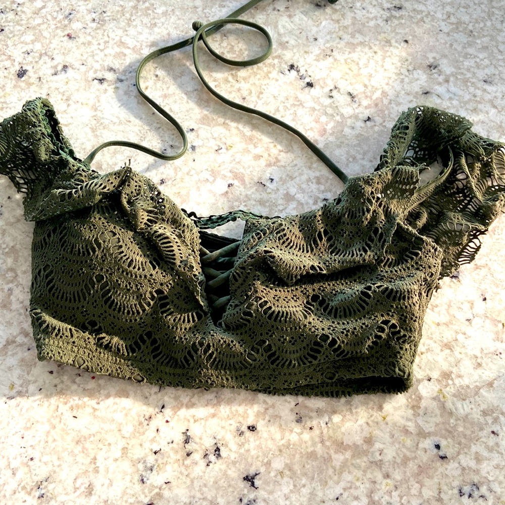 Bikini top by Becca.  Beautiful Moss green in size M
